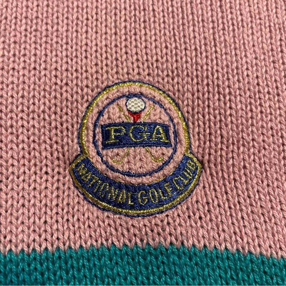 RARE Vintage PGA National Golf Club Colorblock 80’s Sweater Pink Teal Blue - Picture 3 of 10